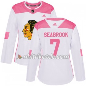Chicago Blackhawks Trikot Brent Seabrook 7 Adidas 2017-2018 Weiß Pink Fashion Authentic - Dame